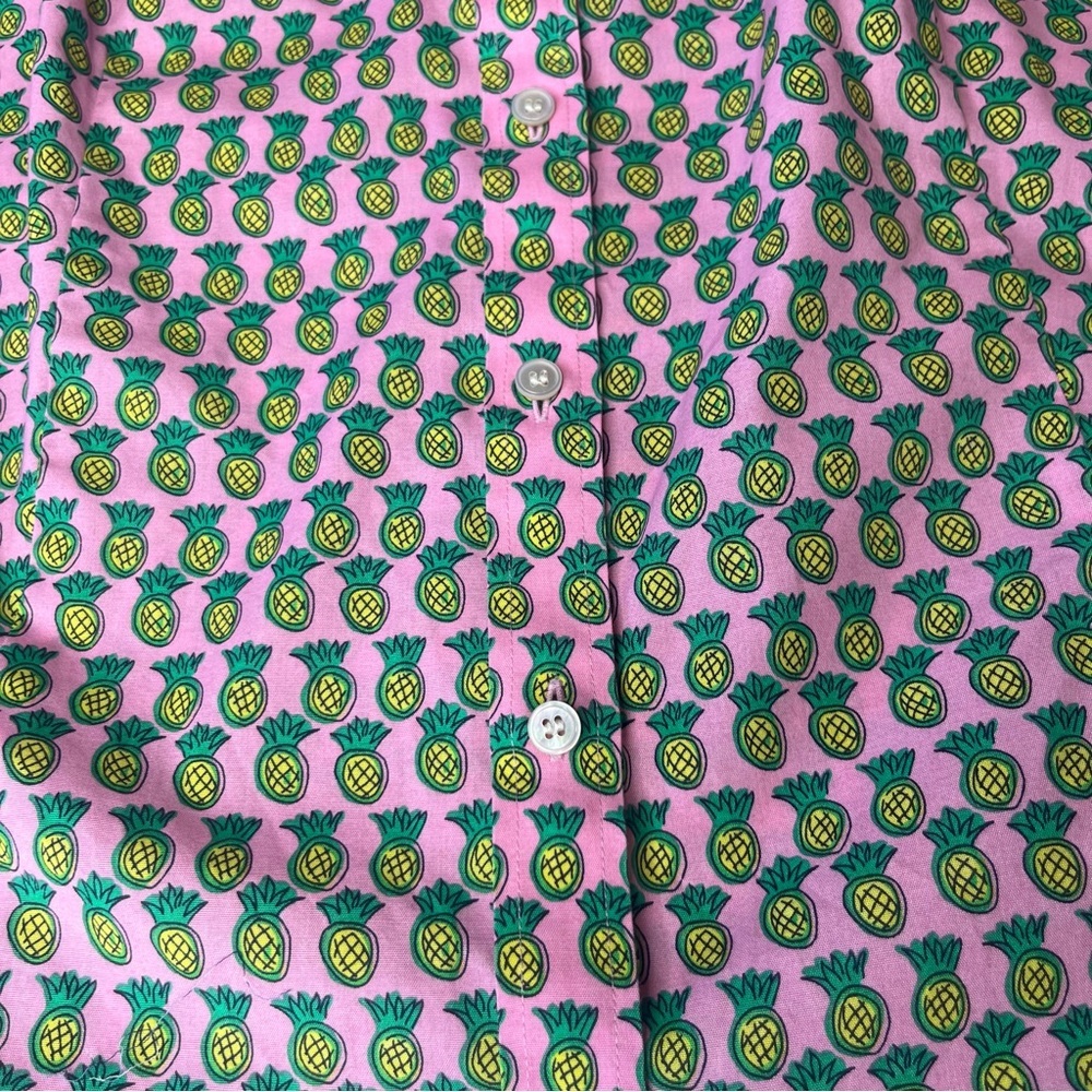 Talbots No-Iron Scalloped Edge Pineapple Print Sleeveless Blouse Size 10 - Picture 4 of 9